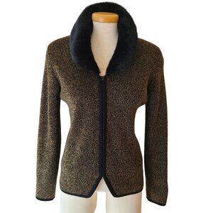 Tribal Front Zip V Neck Cardigan/Sweater